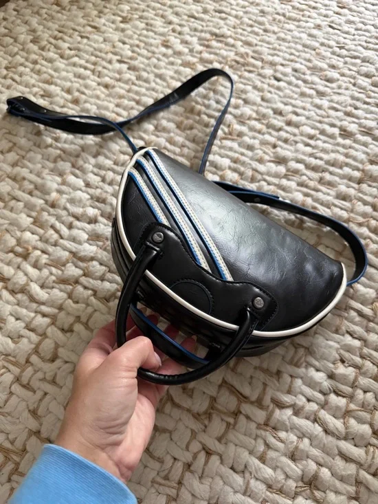 adidas Black Mini Crossbody with White Trefoil and Blue Trim - Picture 7 of 16